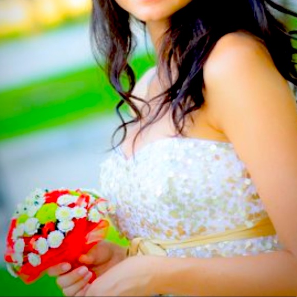 Dresses & Skirts - Sequins Short Gold and Silver Wedding/Prom/Birthday Dress (bride or bridesmaids)